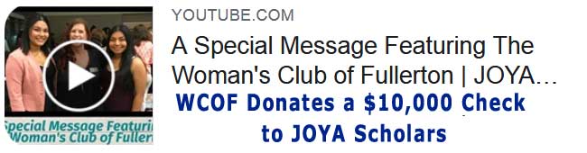 WOMAN'S CLUB OF FULLERTON Check donation JOYA