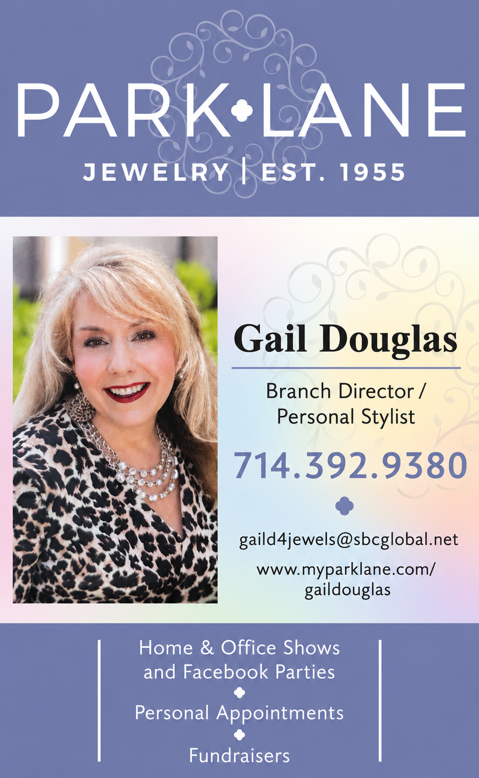 Gail Douglas Ad Color-ChatGPT Gail Douglas Park Lane Jewelry