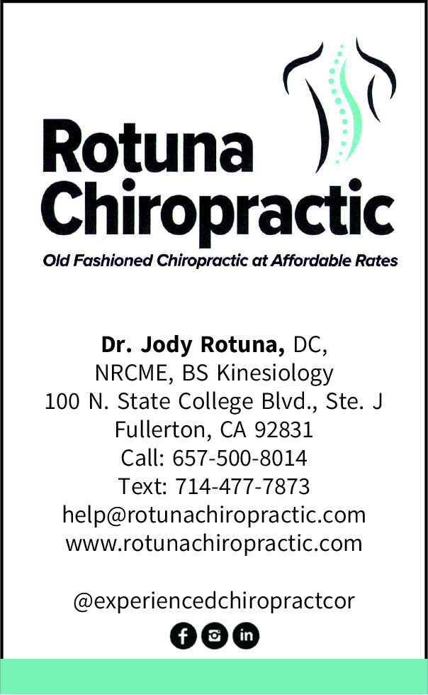 Rotuna Ad 2026 Dr Rotuna Chiropractic Fullerton CA